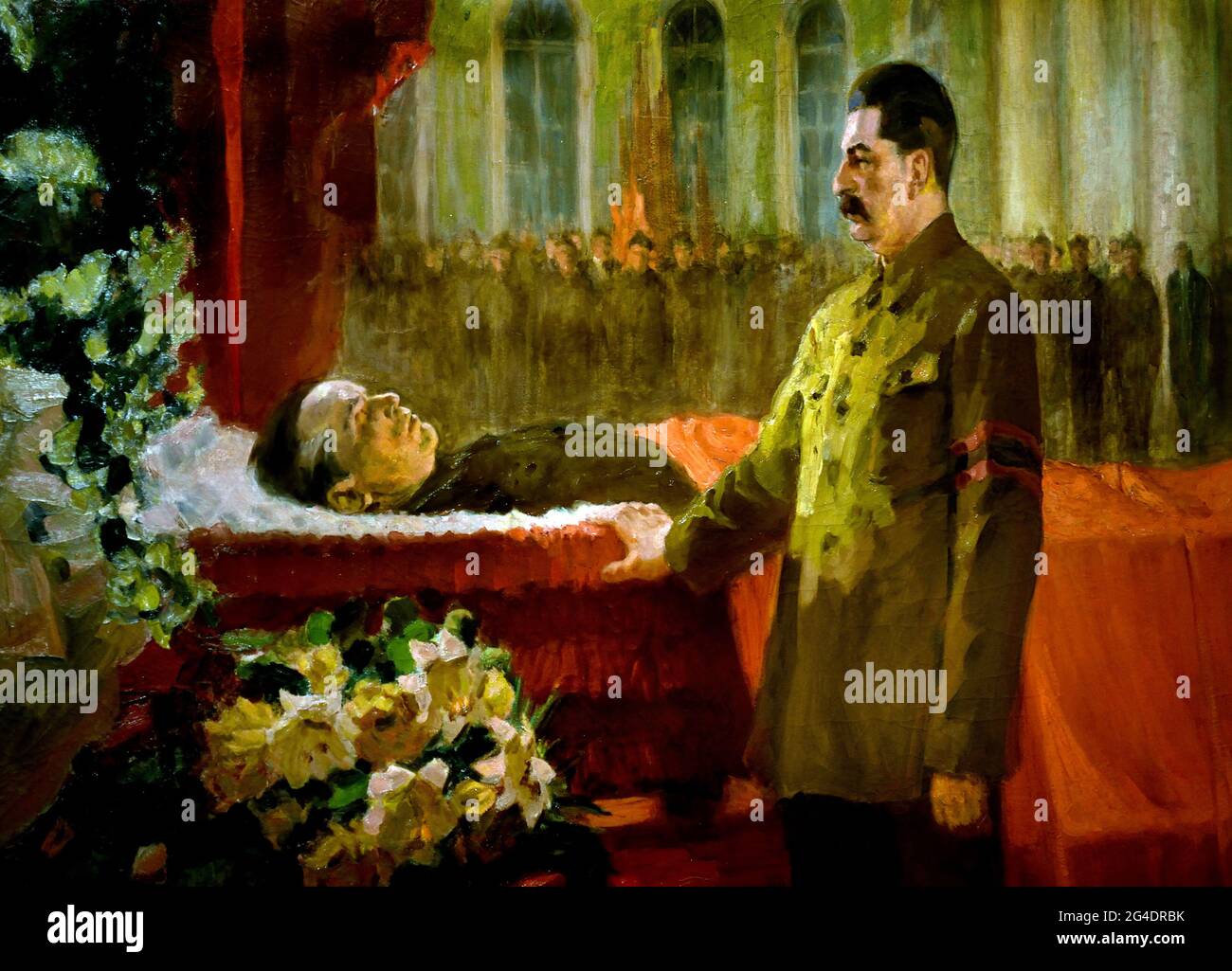 Joseph Stalin at Sergei`s Kirov`s Coffin 1934 by Rutkovsky   ( Russian Revolution 1917 - 1945 ) Lenin Stalin Russian propaganda - publicity Russia USSR Stock Photo